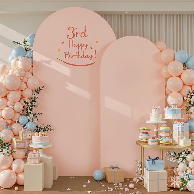 Nude Arch Covers Set of 2-7.2 and 6ft Nude Arch Backdrop Cover Spandex Wedding Balloon Arch Stand Covers for Baby Shower Birthday Party Bridal Shower Photo Arch Covers Stretchy Backdrop