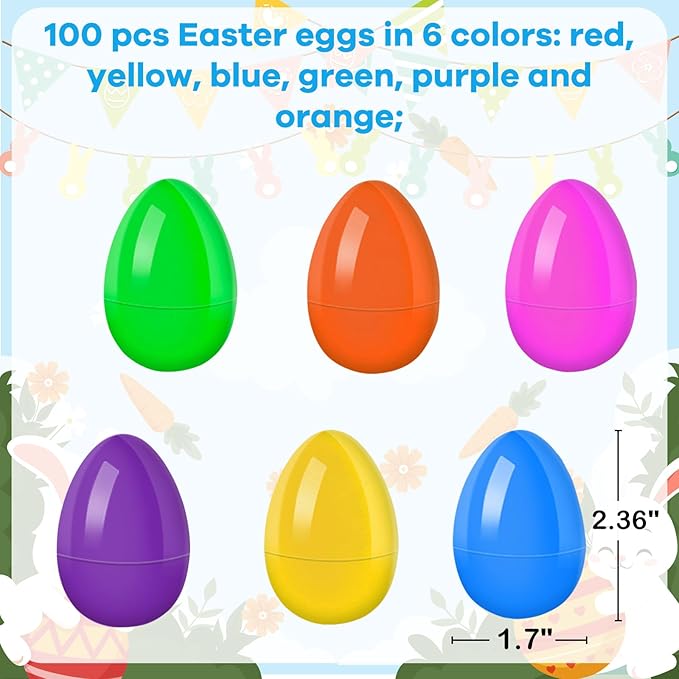GOAUS Easter Eggs Fillers Party Favors for Kids 220 pcs, Small Toys Prizes with 100 Surprise Eggs for Filling, Goodie Bags Stuffers