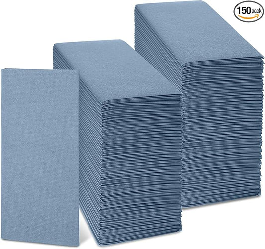 Jeyiour 150 Pcs Dusty Blue Dinner Napkins Boho Disposable Guest Towels 16 x 16 Inch Paper Hand Towels for Bathroom Decorative Wedding Napkins for Bridal Baby Shower Kitchen Party Event