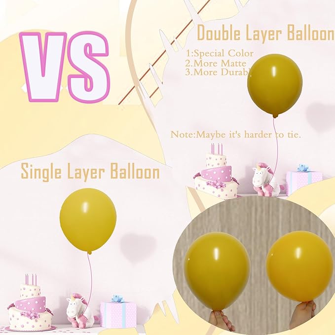 Golden Yellow Balloons, 53pcs Double Stuffed, 18in, 12in, 10in, 5in, Perfect for Birthday, Gender Reveal, Baby Shower, Boho Party Decorations
