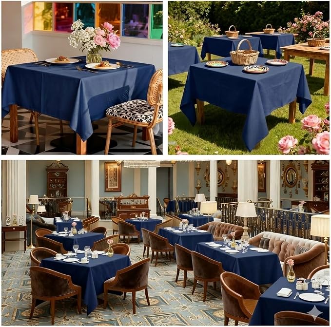 8 Pack Navy Blue Square Tablecloth 54x54 Washable Polyester Table Cloth for Square or Round Tables, Wrinkle Resistant Fabric Decorative Covers for Dining Party Banquet Buffet and Wedding