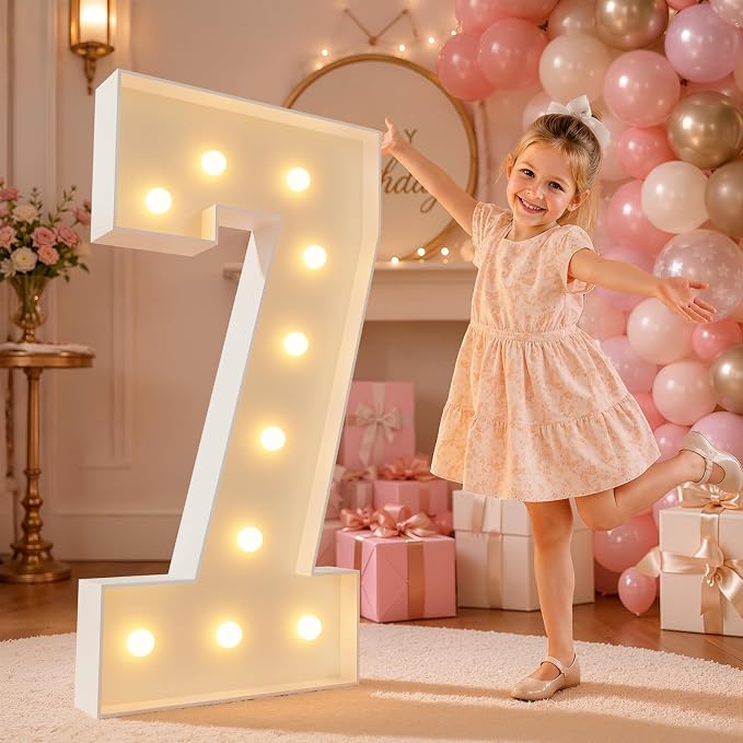 imprsv 4FT Marquee Numbers,DIY Light Up Numbers for 7th Birthday Decorations, Party Party Decorations,Anniversary Party Decor,Mosaic Number for Balloons Number 7,Pre-Cut Foam Board Kit