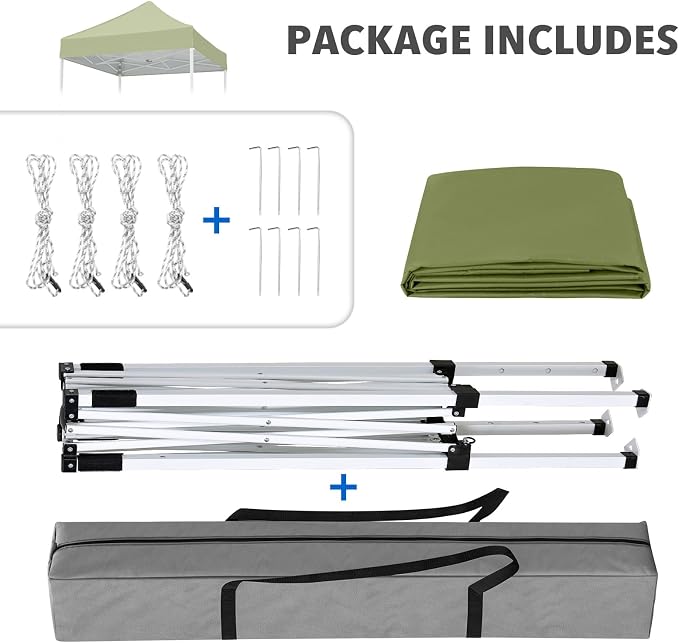 COOS BAY 5x5 Pop Up Canopy Tent, Portable Lightweight Sun Shelter with Carry Bag, Easy Setup Outdoor Canopy for Beach, Camping, Sports & Backyard Shade, Grass Green