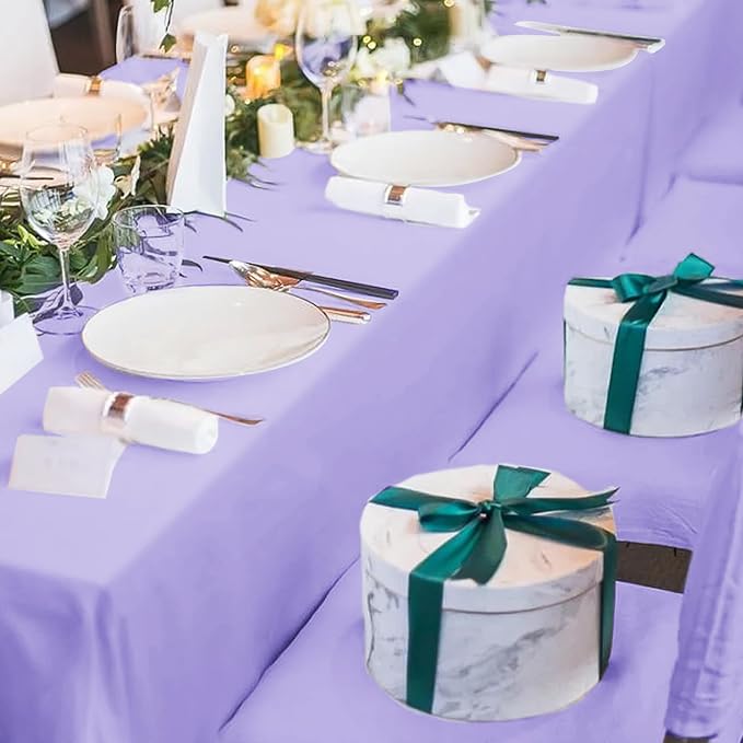 12 Pack Lavender Tablecloths for Rectangle Tables 60 x 102 Inch Polyester Tablecloth 6 Foot Rectangle Table Cloth Wrinkle Resistant Washable Fabric Table Cover for Party Wedding Banquet Events