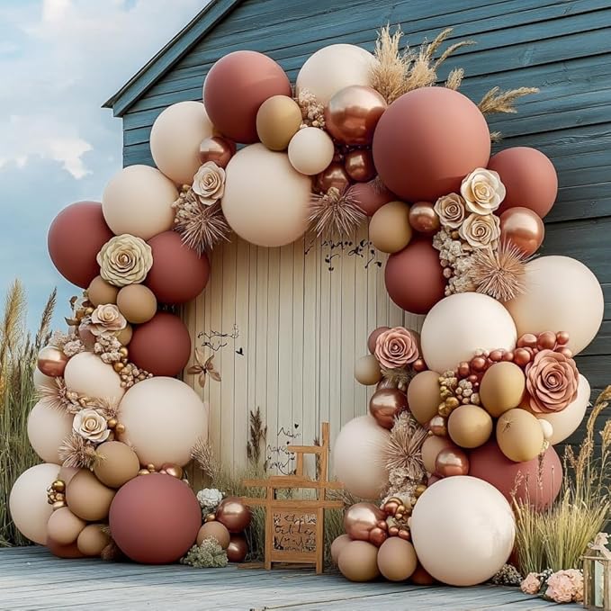 Boho Balloons Pink Nude Balloon Garland Double Stuffed Matte Cream Dusty Rose Balloon Arch Kit for Birthday Baby Showers, Wedding, Bridal, Baptism, Love Party Decorations