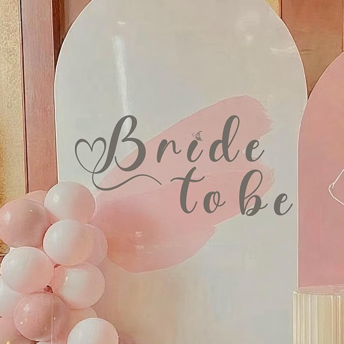 Bride to Be Wall Decal Sign, 35.4 x 11.8 inches, Wedding Engagement Party Backdrop Decoration，Balloon Arch Backdrop Sticker (Grey（bride to be）)