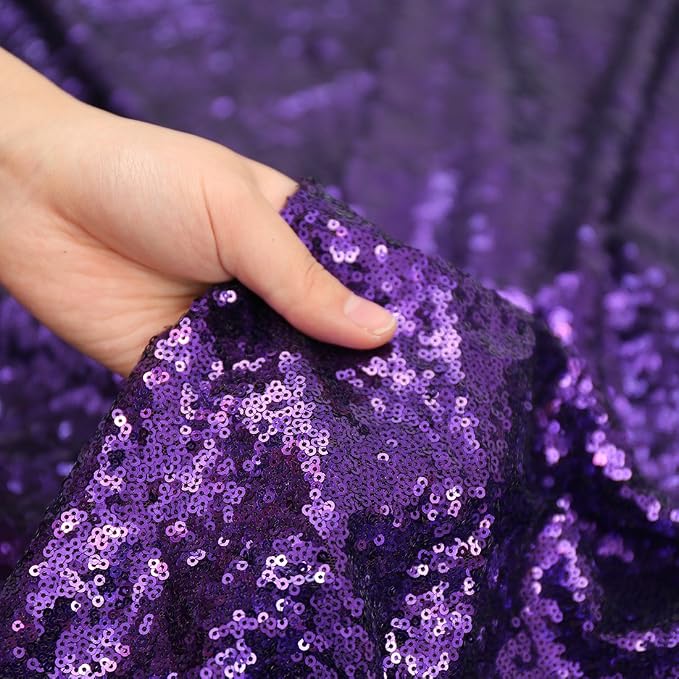 Poise3EHome Purple Sequin Tablecloth 60×102 Inch Rectangle Sparkly Fabric Table Cloth for Birthday Wedding Halloween Party Holiday Decoration