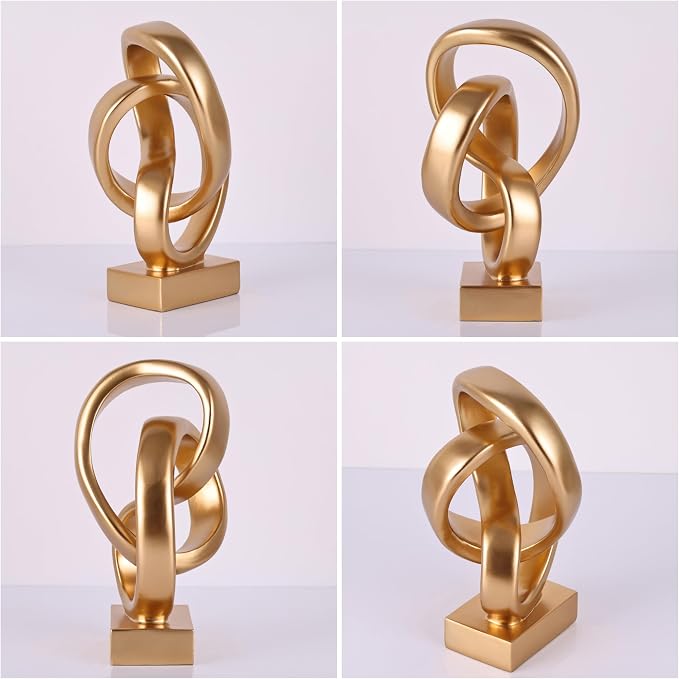 WUBIANJIE Abstract Sculpture Knot Decor, Resin Abstract Sculptures Home Decor, Modern Geometric Tabletop Art Object for Living Room Shelf Mantel Entryway Console