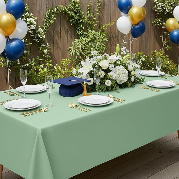 Fixwal 2 Pack Sage Green 70 x 120 Inch Rectangle Tablecloths, Reusable Heavy Duty Washable Polyester Table Covers for 6-8 Ft Tables, Wedding, Baby Shower, Boho Party, Outdoor, Picnic
