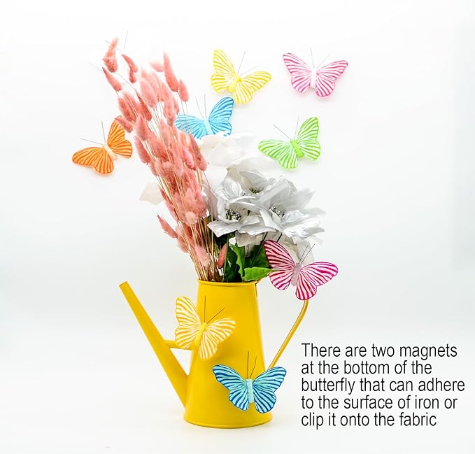 12PCS Butterflies Magnets Decoration Handmade Butterfly Ornaments 3D Feather Butterflies Decor mariposas para decorar for Bouquet Birthday Party Home Decoration - - 4" Zebra Butterfly kit (1103M)