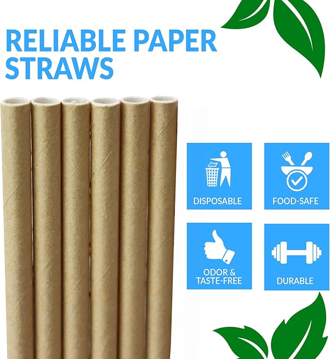 Reli. 1000 Pack Paper Straws (Kraft Brown) | Paper Straws for Drinking - Disposable, Biodegradable/Eco-Friendly | Use for Crafts, Party Decoration/Supplies, Restaurants, Juice (Brown)