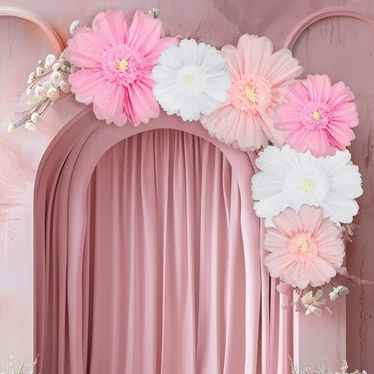 Giegxin 6 Pcs 31.5", 24" Pink, White Giant Paper Flower Large Tissue Paper Flower for Wall Big Pink Pom Pom Floral Decorations for Wedding Bridal Shower Baby Shower Tea Party Birthday Nursery Decor