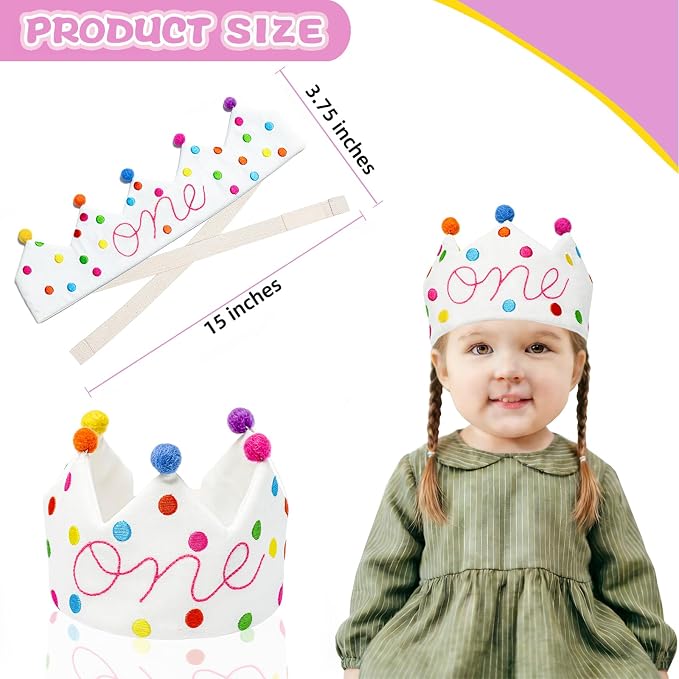 Personalized Hand Embroidered Birthday Hats Unique Happy Birthday Crowns Cute Party Hat for Boy Girl Fit All Ages