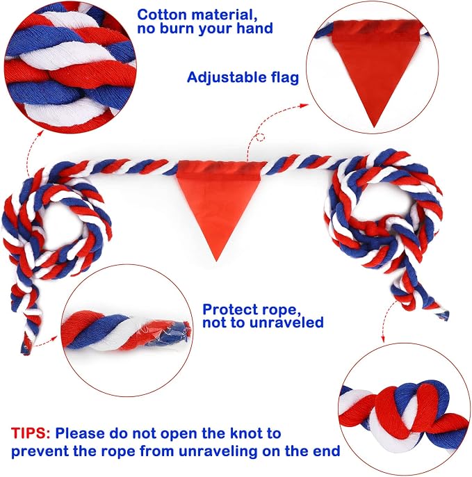 JHkim Tug of War Rope - 40FT War Rope for Family Reunion Games, Field Day Yard Games for Kid and Adult, Independence Patriotic Day Party Games, Outside Sports Activities, Carnival Games Outdoor