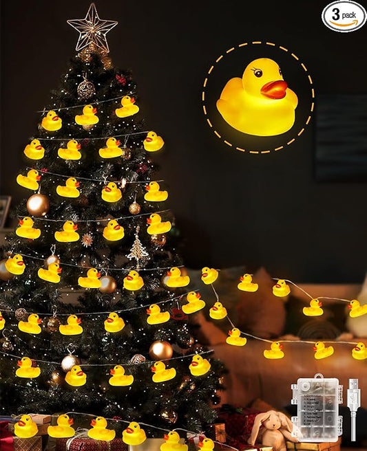 AceList 60 LED Rubber Ducks String Lights with USB & Waterproof Battery Box, Christmas Ducks, Unique Gifts for Jeep Ducks Lovers, Yellow Rubber Ducks for Party, Birthday, Christmas Decor