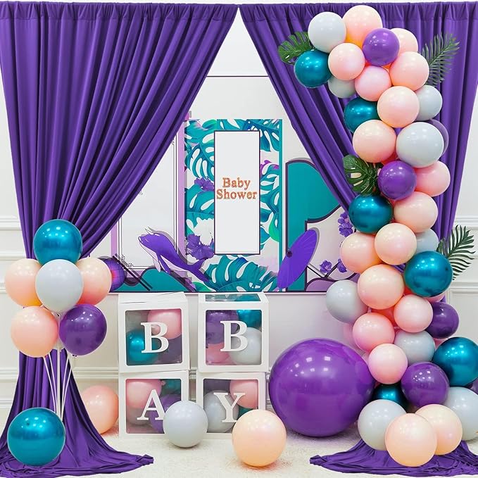 50ftx10ft Wrinkle Free Purple Backdrop Curtains for Parties, 10 Panels 5x10ft Thick Polyester Backdrop Drapse for Weddings Birthday Photography Background Curtains