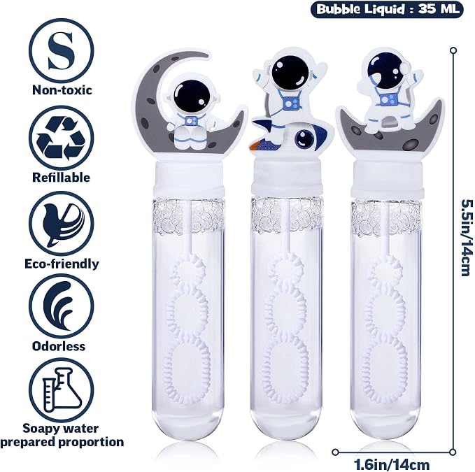 Winrayk 24 Large Astronaut Bubble Wands with Gift Box, Space Party Favors Kids Bubbles Bulk, Pinata Filler Goodie Bag Stuffer Carnival Prize Birthday Gift Summer Galaxy Outer Space Themed Party Favors
