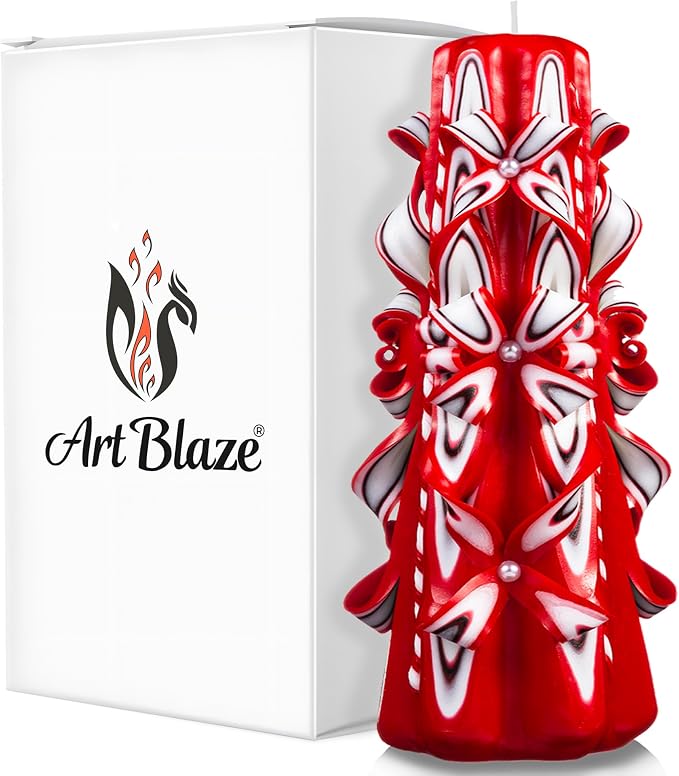 Carved Candles - Handmade Long Burning Decorative Luxury Candles - Unscented - for Home Decor, Birthdays, Anniversaries, Romantic Occasions, Gifts for Women, Christmas Gift for Mom - Scarlet Sails