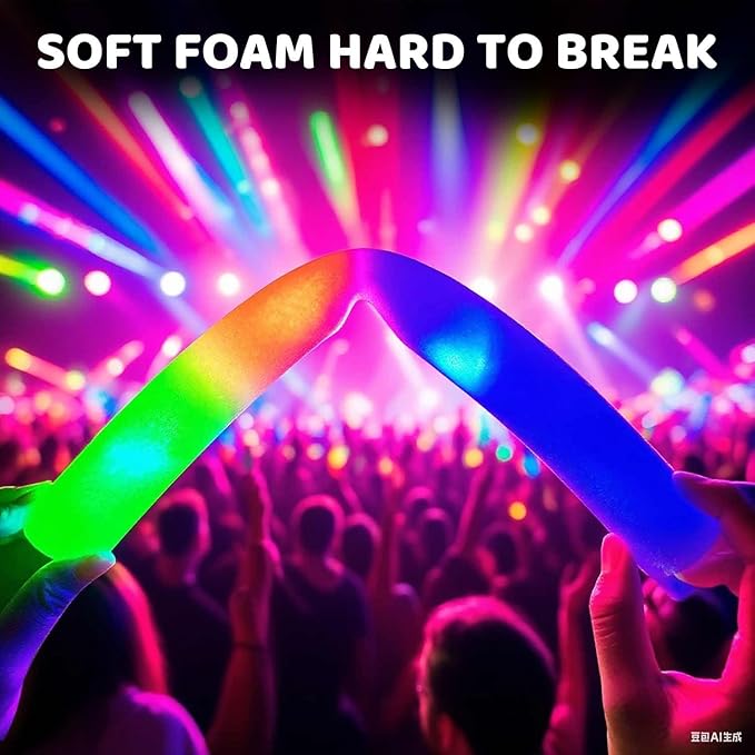 130-Pack Premium LED Foam Glow Sticks Bulk – Wedding Glow Sticks for Reception, Foam Lights Up Sticks, Party Supplies for Adults, Glow Party Favors, Lighted Foam Rods, DJ Club Event Glow Stick.