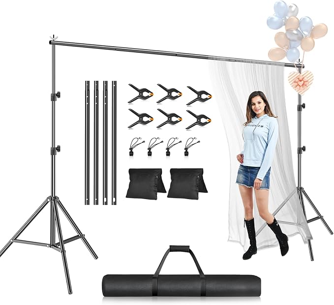 EMART Photo Backdrop Stand kit, 6.9 x 10 ft Back Drop Adjustable Frame for Photography, Photoshoot Banner Background Support Holder for Parties Dectoration