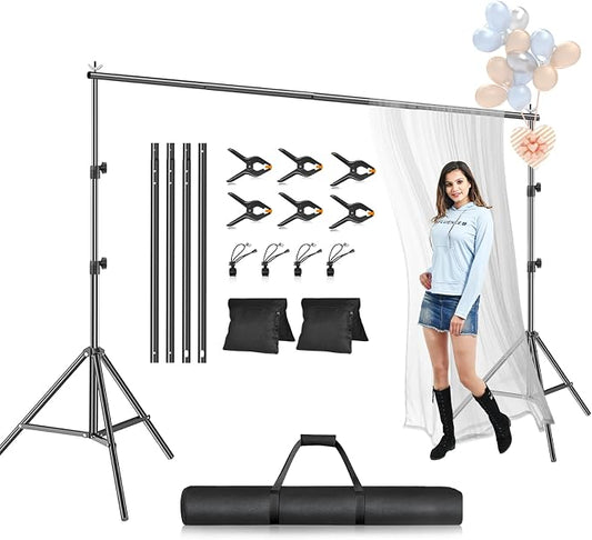 EMART Photo Backdrop Stand kit, 6.9 x 10 ft Back Drop Adjustable Frame for Photography, Photoshoot Banner Background Support Holder for Parties Dectoration