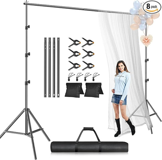 EMART Photo Backdrop Stand kit, 10 x 10 ft Back Drop Adjustable Frame for Photography, Photoshoot Banner Background Support Holder for Parties Dectoration