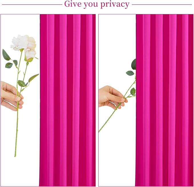 8 Panels Fuchsia Backdrop Curtain for Parties Birthday Party Wrinkle Free Hot Pink Photo Curtains Backdrop Drapes Fabric Decoration for Wedding 40ft(W) x 10ft(H)