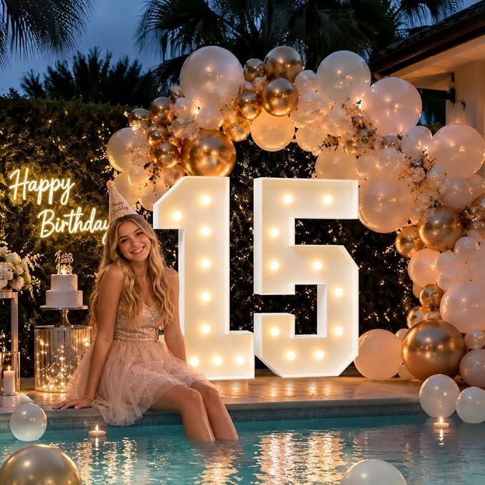 imprsv 3FT Marquee Numbers 80, Light Up Numbers for 80th Birthday Decorations Anniversary Party Decor, Number 80 Light Up Number, Pre-Cut Foam Board Kit