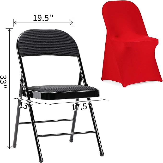 Peomeise Stretch Spandex Folding Chair Cover for Wedding Party Dining Banquet Event (Red,12pcs)