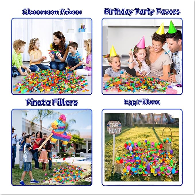 Amy&Benton 1000PCS Classroom Treasure Box Prizes Kids Birthday Party Favors Pinata Assorted Goody Bag Fillers Kid Carnival Prizes Box Toys Assortment
