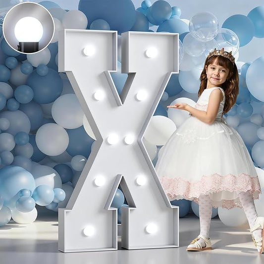 Marquee Letters 4 Feet Tall Large Light Up Letters Baby Shower Decorations Wedding Engagement Proposal White Party Decorations Marry Me Sign XOXO Big Cardboard Backdrop X