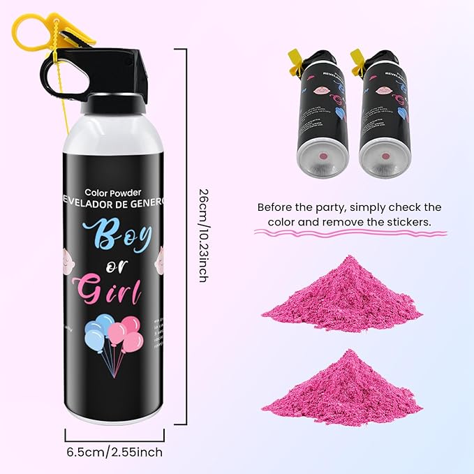 Gender Reveal Fire Extinguisher 2 Pack Colorful Corn Powder Gender Reveal Smoke with Power for Party Pink Extinguish for Baby Reveal Party Birthday Wedding Baby Shower Color Run Gender Reveal Ideas