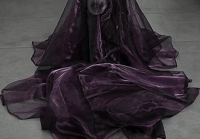 MDS Pack of 60 Yard Sheer Organza Fabric for Wedding Party Home Event Banquet Decorations, Backdrop Curtain Craft Dress Sewing Fashion DIY Crystal Organza Tulle Fabric Bolt 44” Wide - Plum
