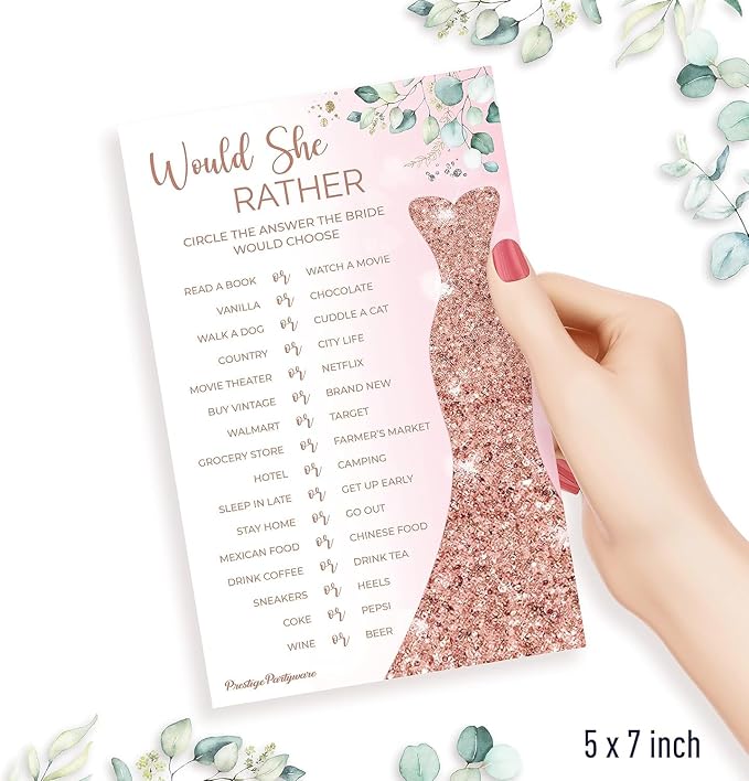 Prestige Would She Rather Bridal Shower Game + He Said She Said(set of 2) | Wedding Shower, Bridal Games for 50 Guests