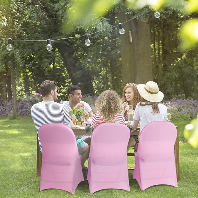 Babenest Spandex Folding Chair Covers - 30PCS Upgraded Universal Stretch Washable Fitted Chair Slipcovers Protector for Wedding, Holidays, Banquet, Party, Celebration (Pink)