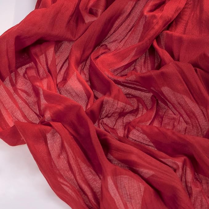 Socomi 10pcs Red Cheesecloth Table Runner Boho Rustic Gauze 120 inch 10FT Cheese Cloth Sheer Runner for Wedding Party Baby Shower Birthday Home Decor Holiday Decorations
