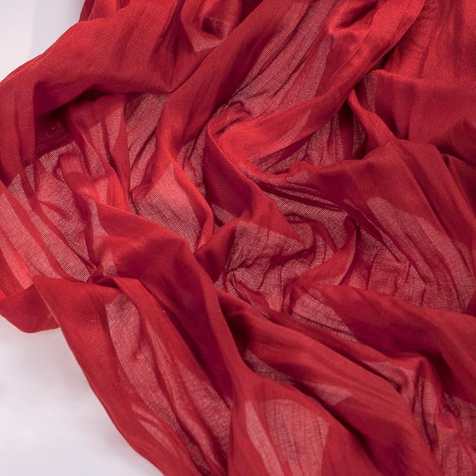 Socomi 2pcs Red Summer Cheesecloth Table Runner Boho Rustic Gauze 120 inch 10FT Cheese Cloth Sheer Runner for Wedding Party Baby Shower Birthday Home Decor Holiday Decorations