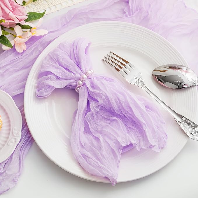 100 Pack Lilac Cloth Napkins 21x21 Inches Lilac Cheesecloth Napkins Set of 100 Washable Dinner Table Napkins for Wedding Bridal Baby Shower Rustic Boho Cotton Gauze Family Gathering Table Decor