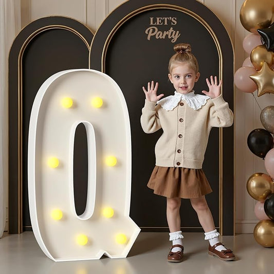 Marquee Letters 3 Feet Tall, 3FT Large Light up Letters Q, Big Sign Q with Warm White Light for Birthday Wedding Proposal Engagement Graduation Party Backdrop Decorations