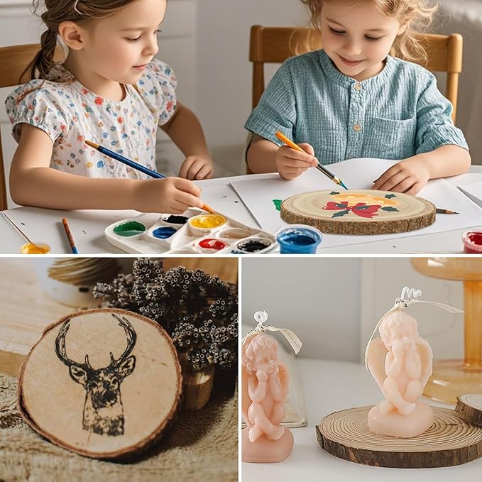 6 Pack 10-12 inches Large Wood Slices for Centerpieces, Wood Centerpieces for Tables, Unfinished Wooden Rounds Rustic Wedding Centerpiece Decoration and DIY Crafts, Natural Paulownia Wooden Slabs