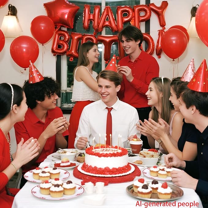 125PCS Red Bow Plastic Plates - White and Red Rim Disposable Plates - 50 Elegant Plates with Bowknot Patterns, 25 Forks, 25 Spoons, 25 Knives for Birthday Wedding Party