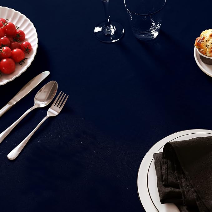 6 Pack Navy Blue Round Tablecloths 108 Inches Table Cloth Stain and Wrinkle Resistant Washable Polyester Table Cover Fabric for Party, Wedding,Dining,and Banquet Decoration