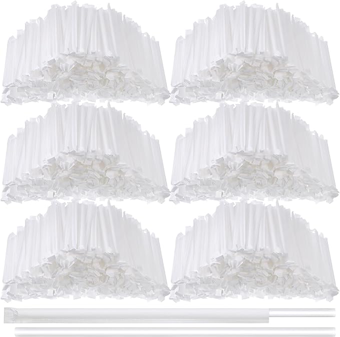 Hoolerry 1500 Pcs Plastic Straws Disposable Individually Wrapped Drinking Straight Long Straws, 0.24" Wide, for Hot and Cold Beverages (10.25 Inch)