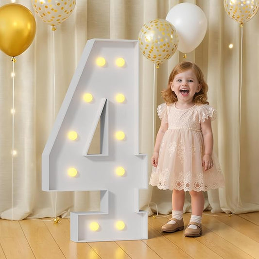 4FT Marquee Number, Mosaic Numbers for Balloons Frame, 4 Balloon for Birthday Decoration, Anniversary Decorations,Birthday Decor