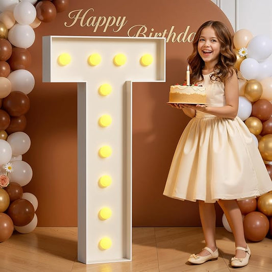 Marquee Letters 4 Feet Tall 4FT Large Light Up Letters T for Birthday Wedding Engagement Party Decorations Will You Marry Me Sign Yard Pre-Cut Foam Board