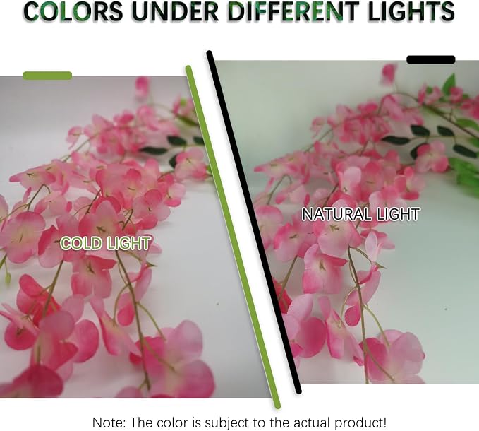 5 Pack Dark Pink Wisteria Hanging Flowers Garland, 3.77 Feet Artificial Flower Vines, Fake Wisteria, Artificial Vines Hanging Garland for Backdrop Outdoor Yard Garden Decor