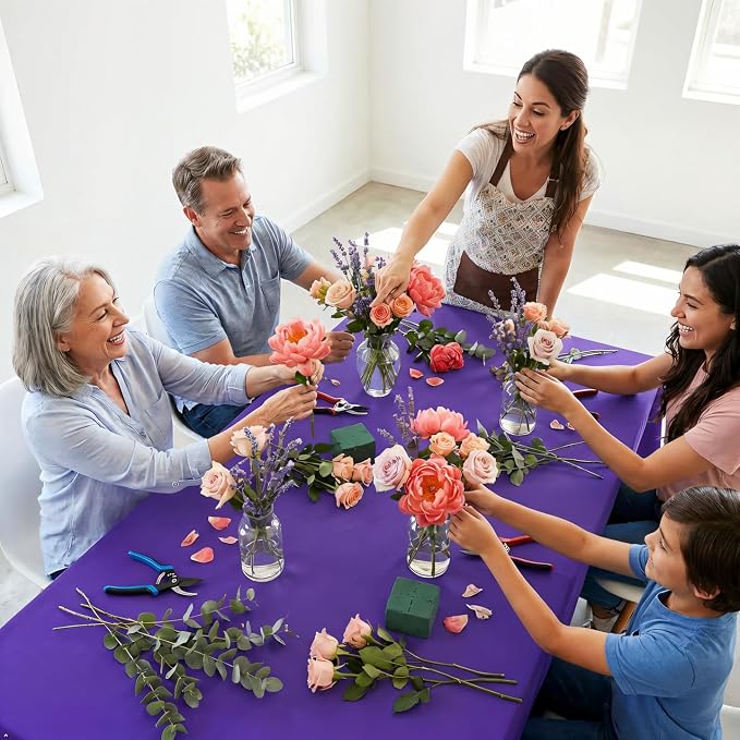 8 Pack Purple Tablecloth 60 x 102 Inch for 6 Foot Rectangle Tables, Wrinkle Resistant Purple Rectangular Table Cloth Washable Polyester Fabric for Holiday Buffet Wedding Party Banquet
