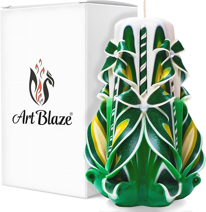 Carved Candles - Handmade Decorative Large Candle – Tall Long Burning Cute Spiral Candle for Women – for Home Decor, Cozy Cottage Core Gift - Christmas Gift for Mom - Summer Glade