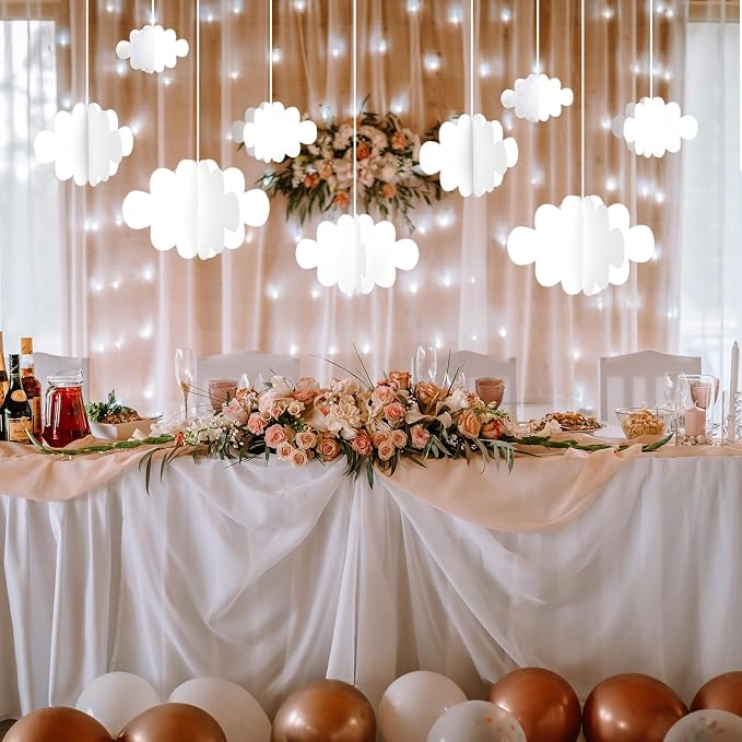 Ayfjovs 10 PCS 3D Cloud Decorations - White Hanging Clouds for Ceiling, Party Decorations, Ornaments, Wedding, Nursery, Children Room, Baby Baptism Party