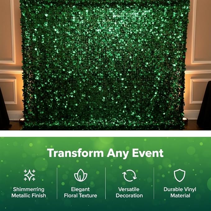 Green Metallic Floral Sheeting Backdrop (3 ft x 15 ft) VBS 2026